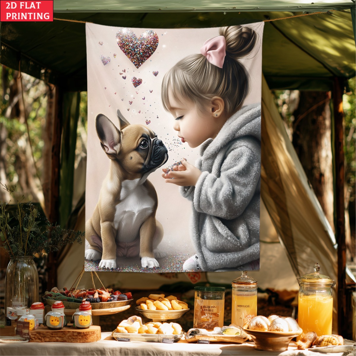 Girl with french bulldog puppy - огляд і ціна Baby Nursery Decor Girl