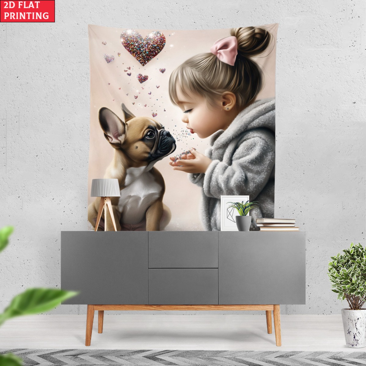 Girl with french bulldog puppy - огляд і ціна Baby Nursery Decor Girl