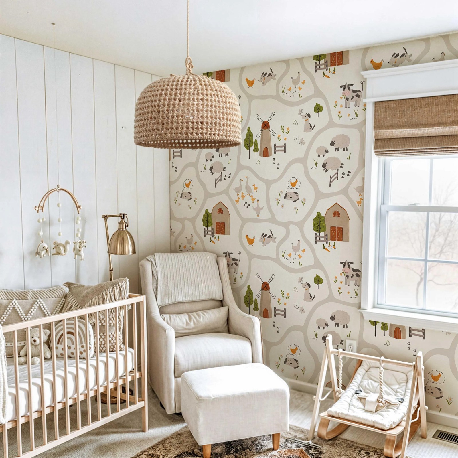 Cute Farm Animals Kids Wallpap - огляд і ціна Baby Nursery Peel And Stick Wallpaper