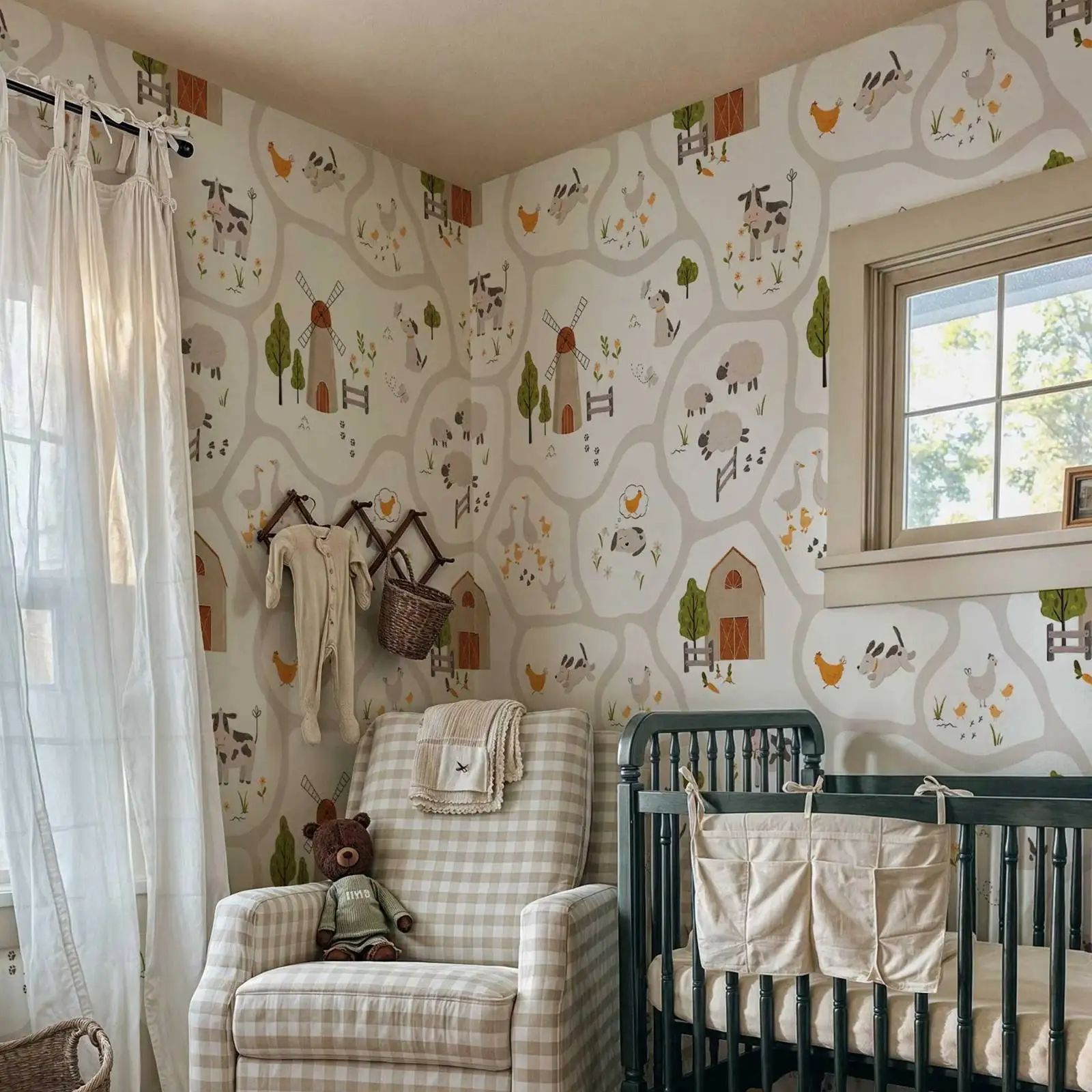 Cute Farm Animals Kids Wallpap - огляд і ціна Baby Nursery Peel And Stick Wallpaper