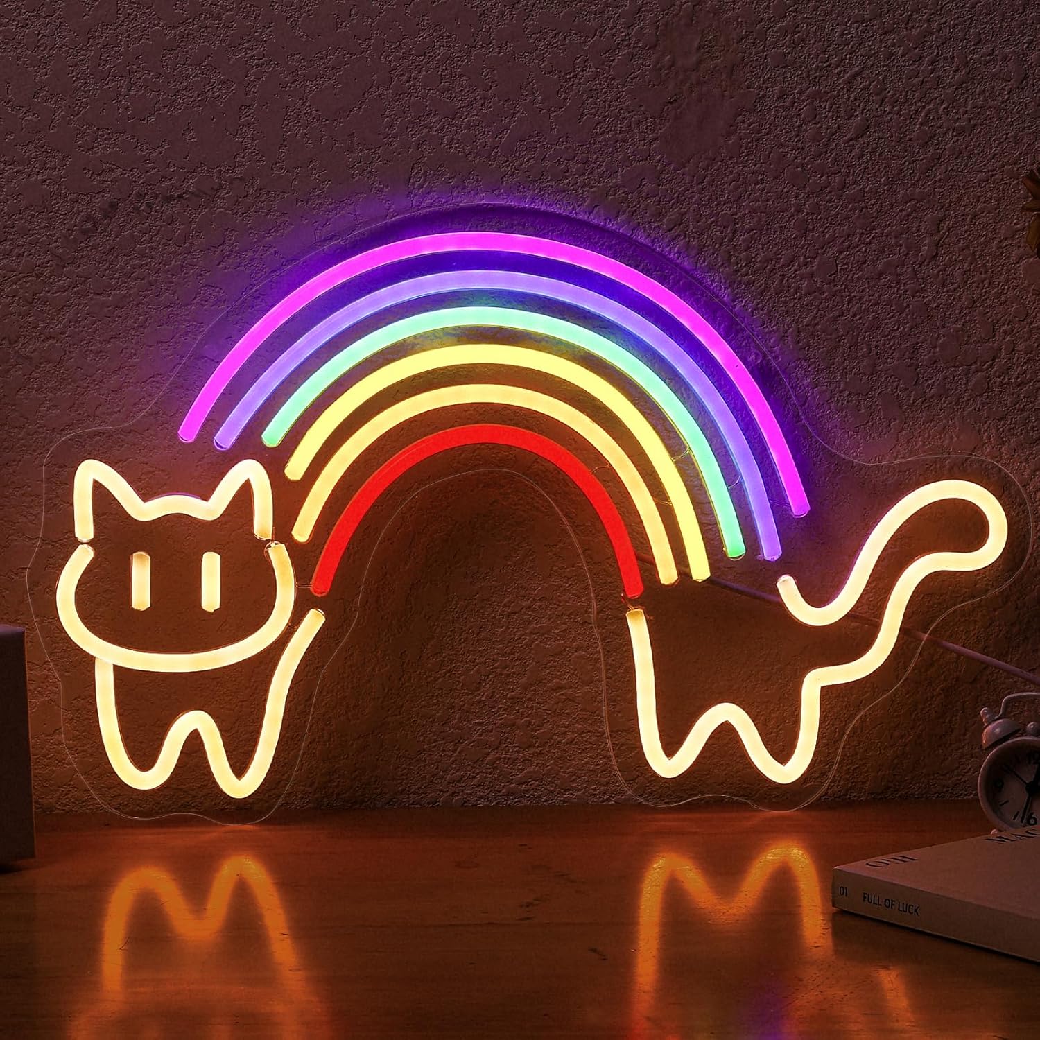 Rainbow Cat Neon Sign Cute Cat - огляд і ціна Baby Nursery Wall Lights