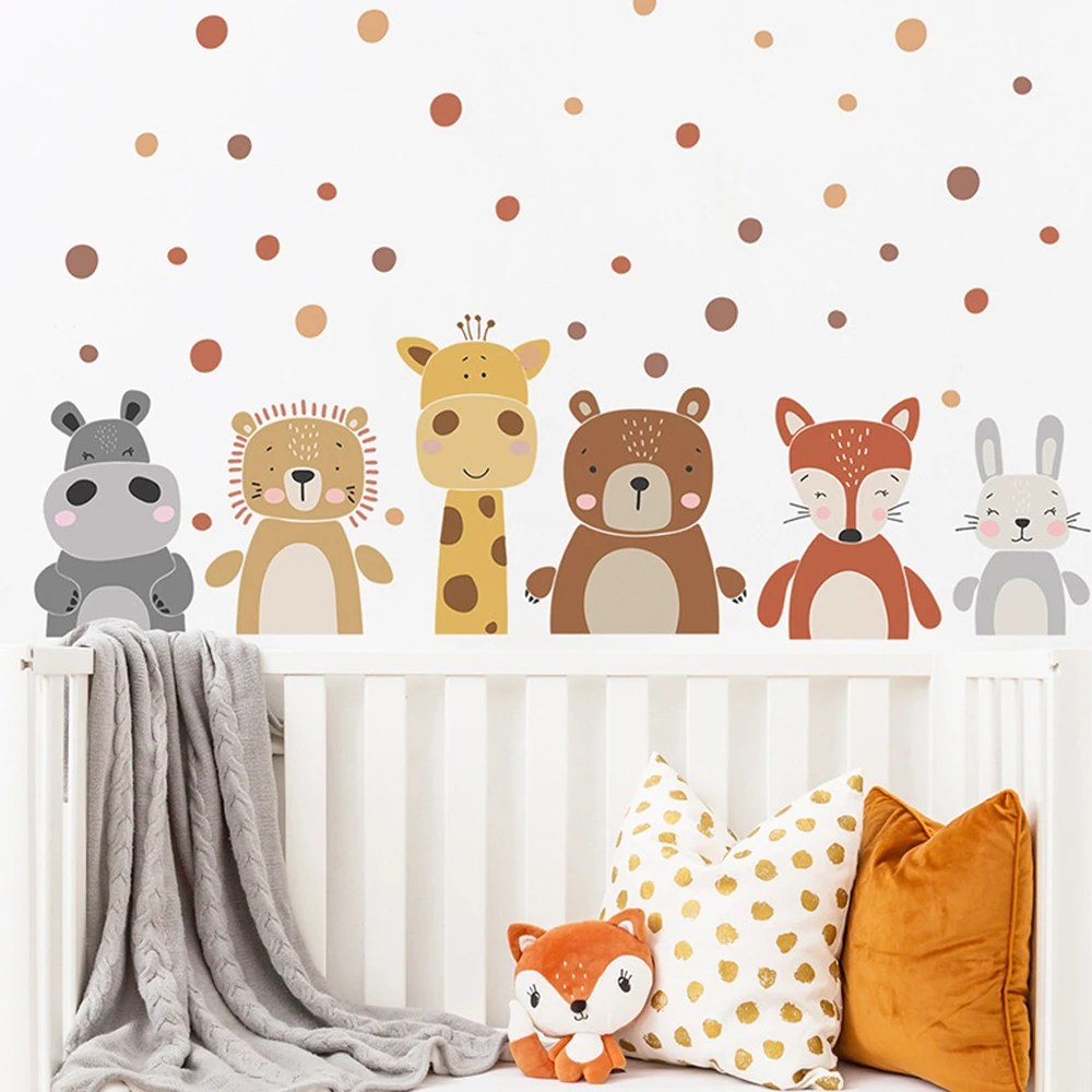 Boho Cute Giraffe Bear Animals - огляд і ціна Baby Nursery Peel And Stick Wallpaper