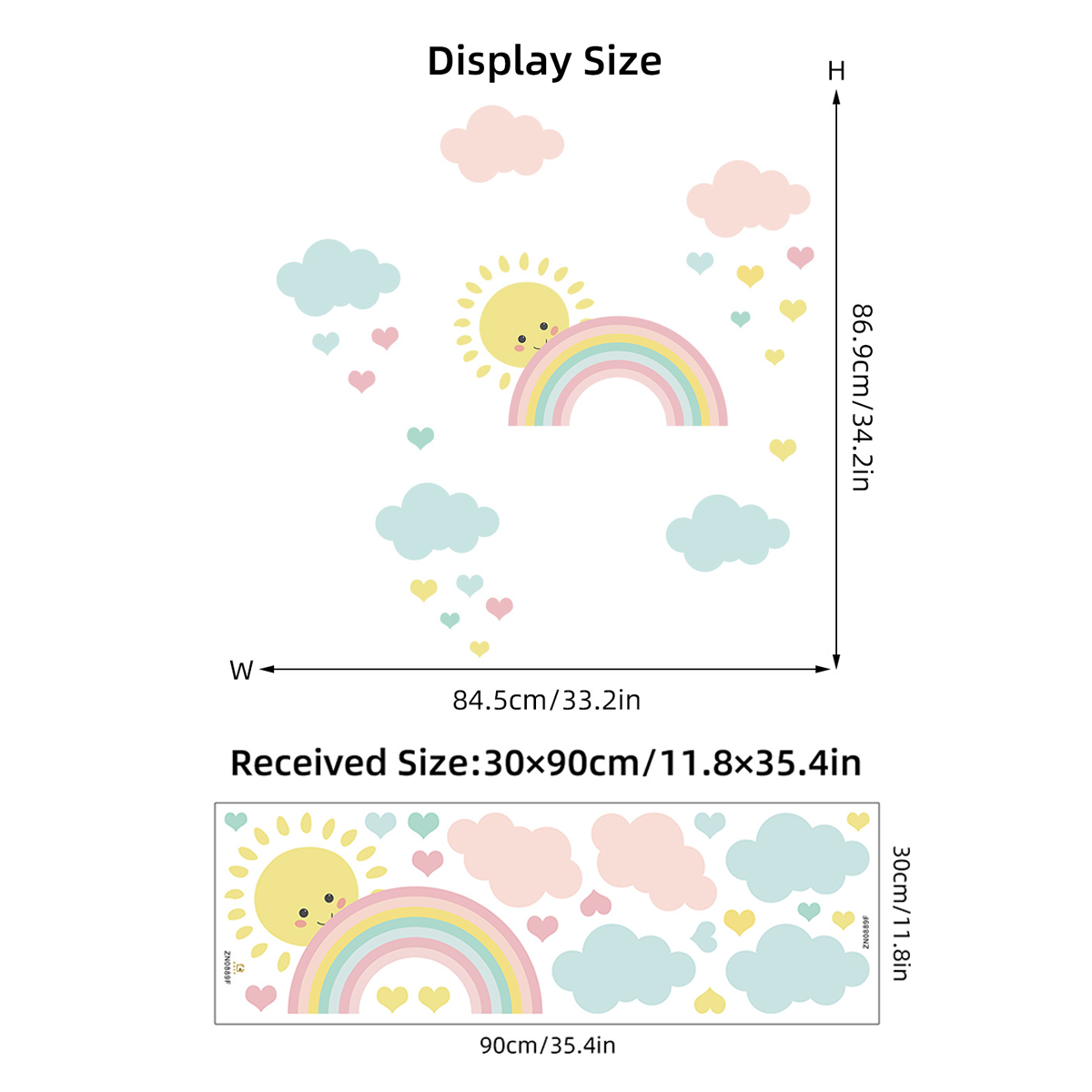 Cartoon Sun Rainbow Clouds Wal - огляд і ціна Baby Nursery Decor Girl