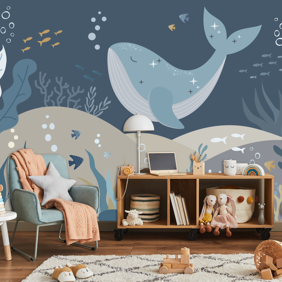 10+ Cute Cartoon Whale Wallpap - огляд і ціна Baby Nursery Peel And Stick Wallpaper