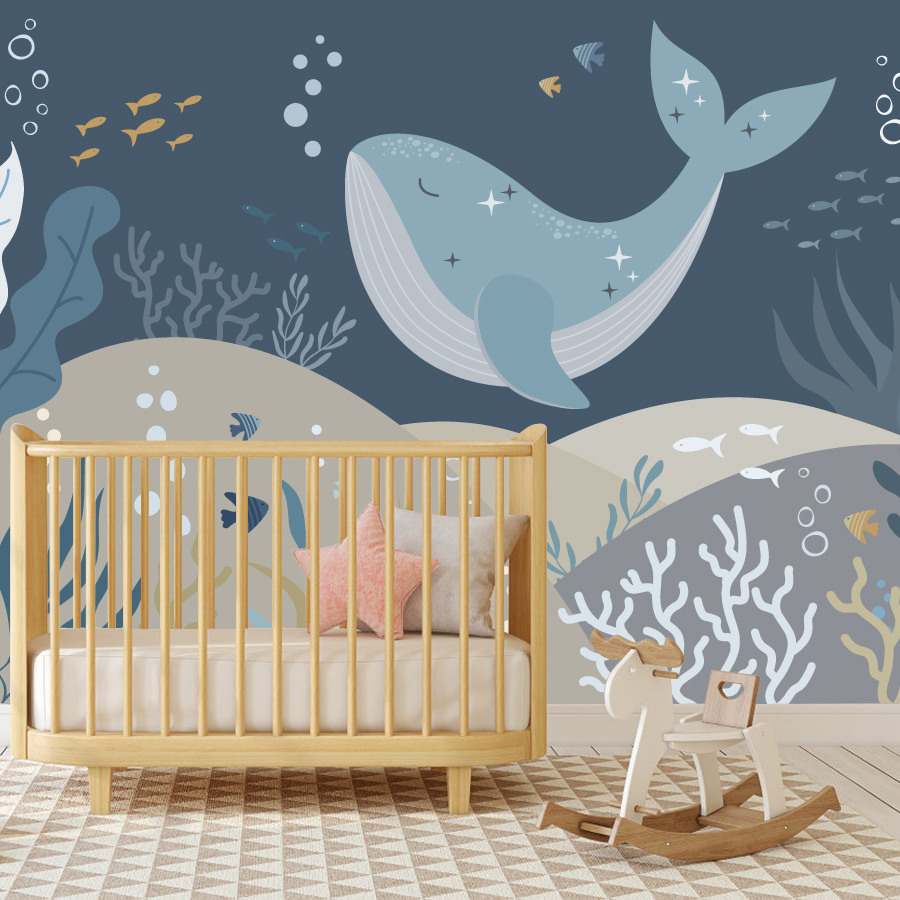 10+ Cute Cartoon Whale Wallpap - огляд і ціна Baby Nursery Peel And Stick Wallpaper
