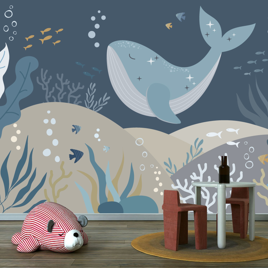 10+ Cute Cartoon Whale Wallpap - огляд і ціна Baby Nursery Peel And Stick Wallpaper