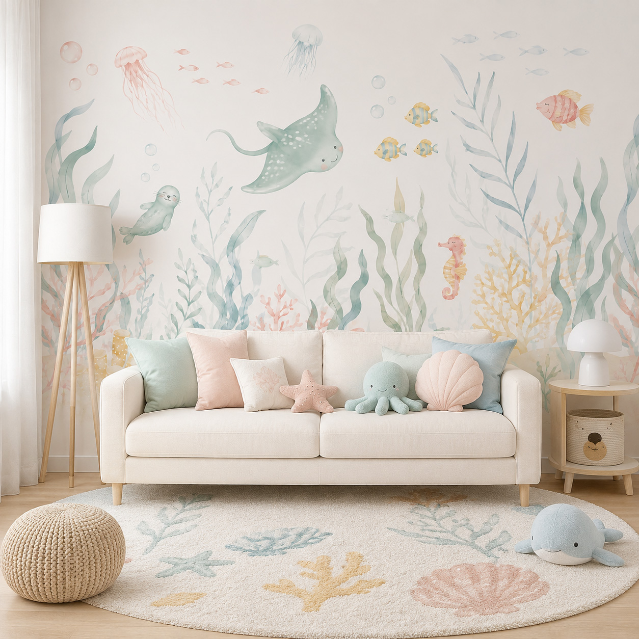 Ocean Animals Self Adhesive Wa - огляд і ціна Baby Nursery Peel And Stick Wallpaper