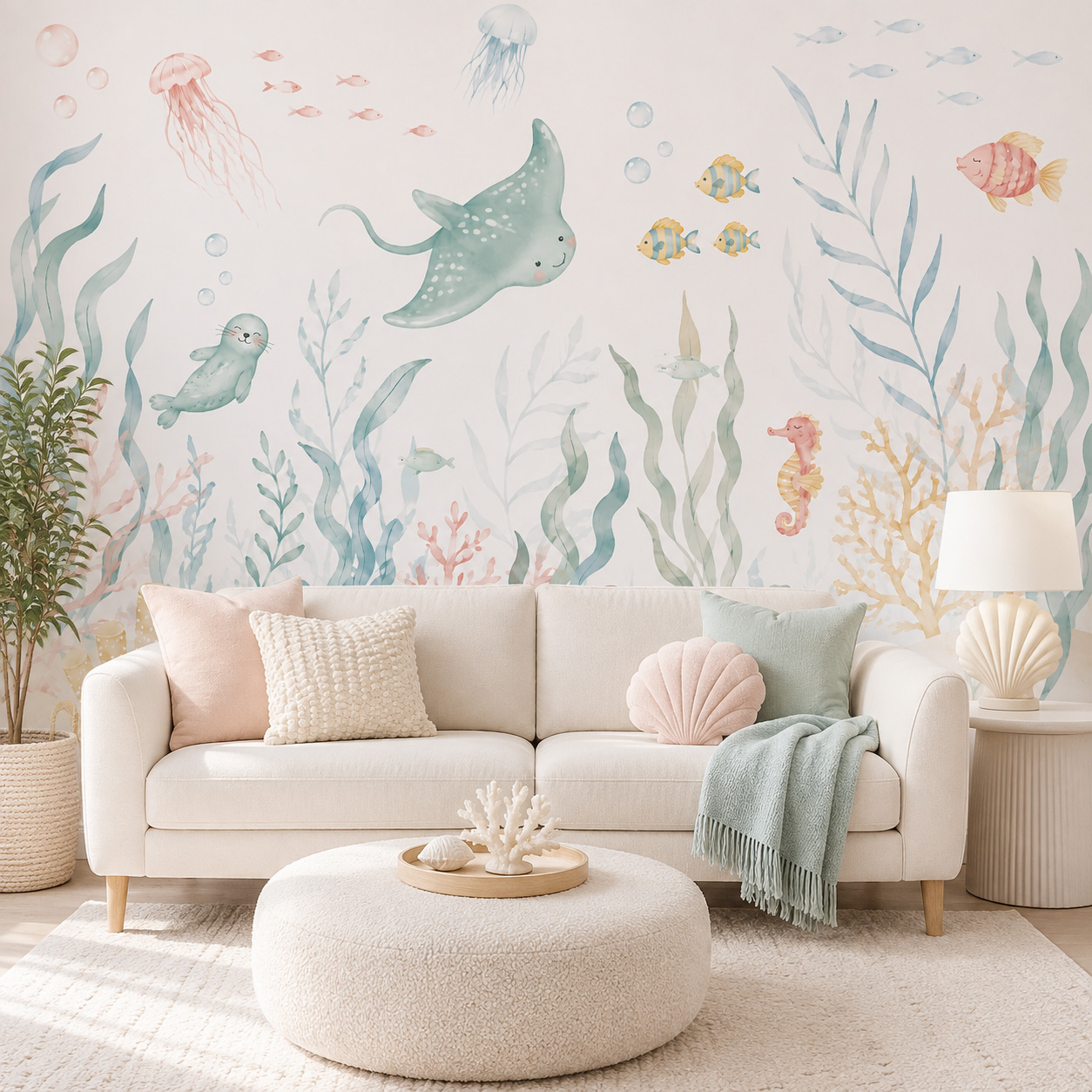Ocean Animals Self Adhesive Wa - огляд і ціна Baby Nursery Peel And Stick Wallpaper