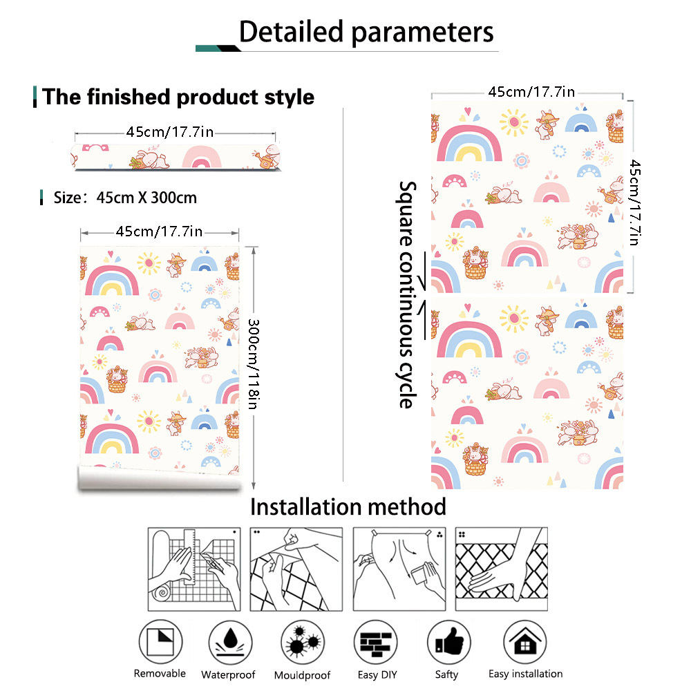 Boho Rainbow Kids Stick and Pe - огляд і ціна Baby Nursery Peel And Stick Wallpaper