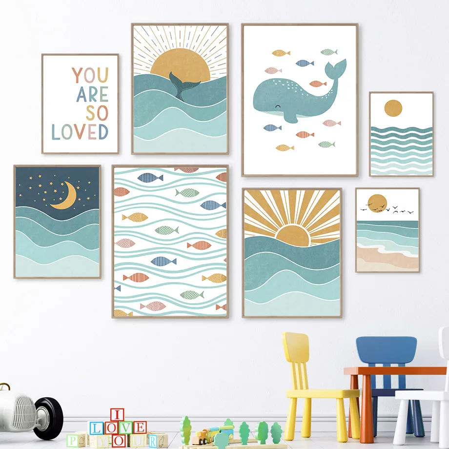 1pc frameless Fish Whale Seagu - огляд і ціна Baby Girl Nursery Quotes