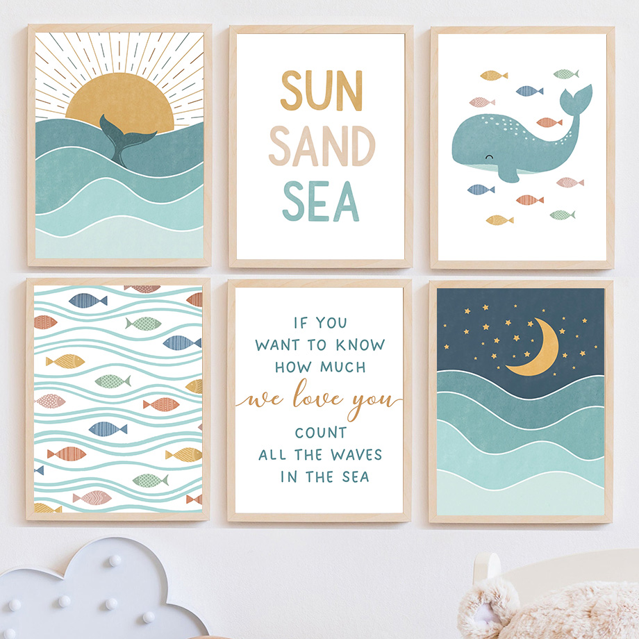 1pc frameless Fish Whale Seagu - огляд і ціна Baby Girl Nursery Quotes