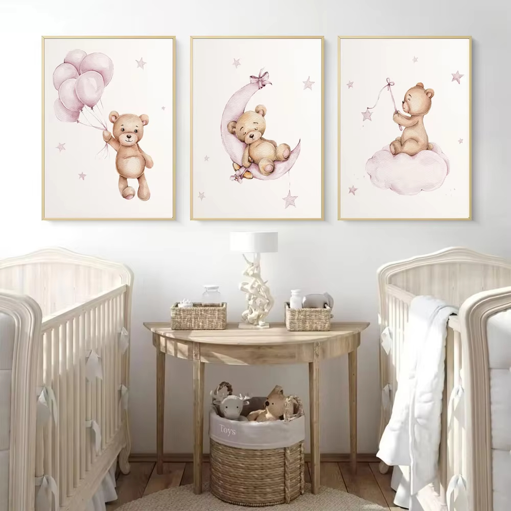 Bear Nursery Wall Art Decor Te - огляд і ціна Baby Nursery Decor Girl