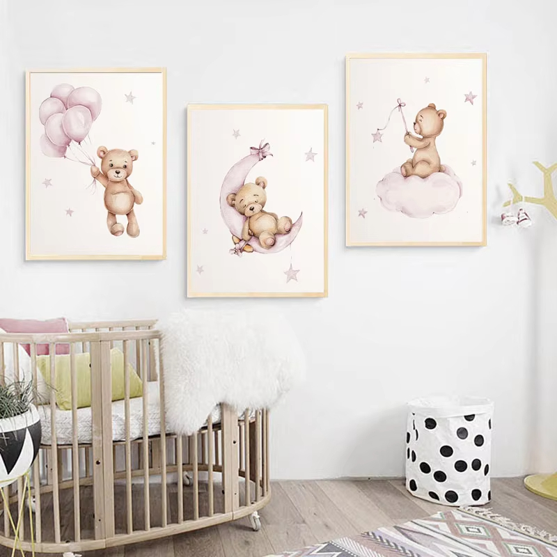 Bear Nursery Wall Art Decor Te - огляд і ціна Baby Nursery Decor Girl